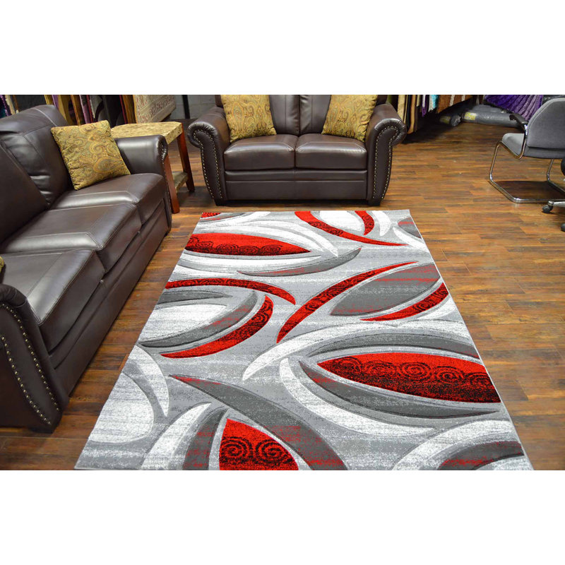 Ivy Bronx Mccampbell Abstract Red/Gray Area Rug & Reviews Wayfair